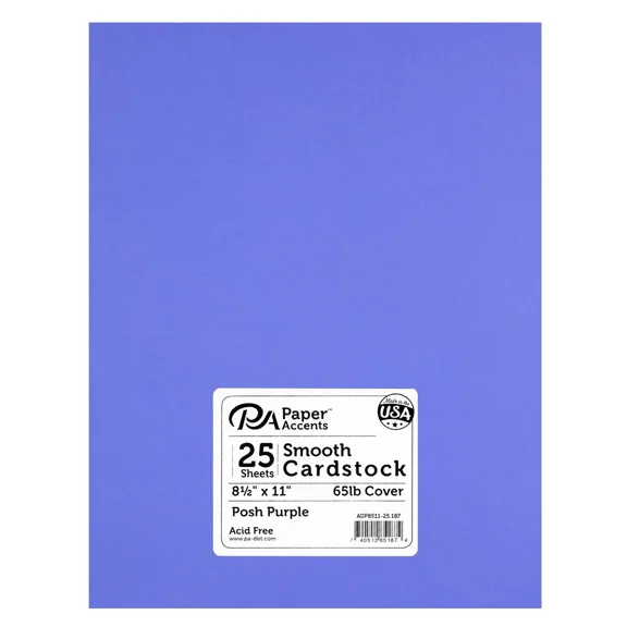 STAR- Pa Paper Accents Smooth Cardstock 8.5" X 11" Posh Purple, 65Lb Colored