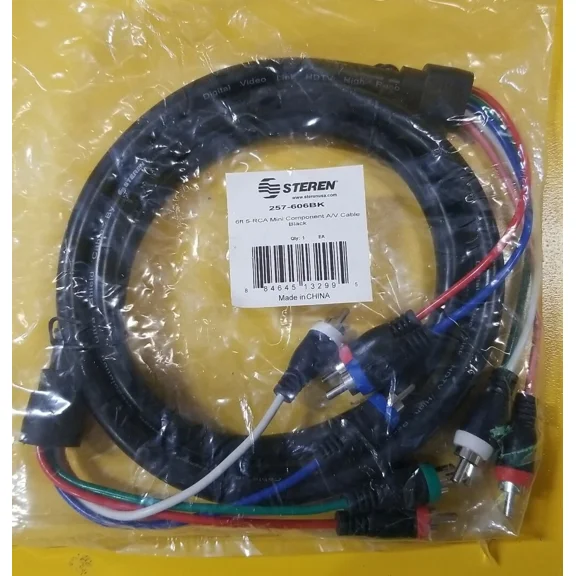 STAR- Steren 6Ft 5-Rca Component Audio Video Cable (Red, Blue, Green), Hdtv, Dvd, Vcr.