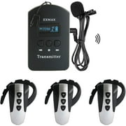 EXMAX EXD-6824 2.4G Wireless Voice Audio Transmission Tour Guide System for Churches Interpreter Translation Business Visting Convention Teaching Training Private Talking 1 Transmitter 3 Receivers