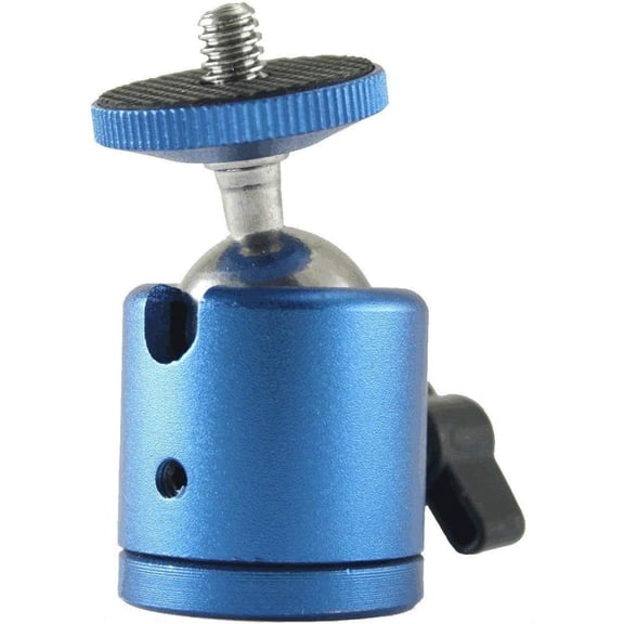 EXMAX Mini Ball Head Aluminum Alloy Tripod Ball Head with 1/4" Screw Thread Base Mount 360 Degree Rotatable for Monopods DSLR Cameras HTC Vive Camcorder Light Stand Ring Light Max. Load 4.4lbs (Blue)