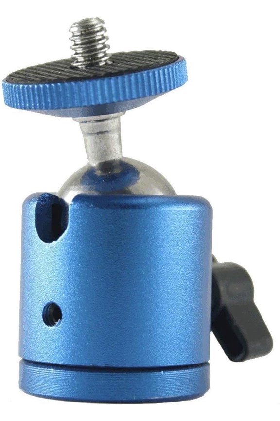 EXMAX Mini Ball Head Aluminum Alloy Tripod Ball Head with 1/4" Screw Thread Base Mount 360 Degree Rotatable for Monopods DSLR Cameras HTC Vive Camcorder Light Stand Ring Light Max. Load 4.4lbs (Blue)