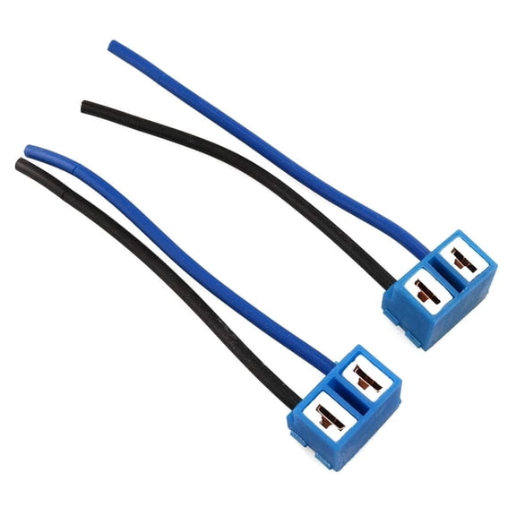 All Star Truck Parts 2-Pack H7 Headlight Adapter Socket Plug, Right Angle Ceramic, Heat Resistant, 16 AWG Wiring Harness, 4.3"