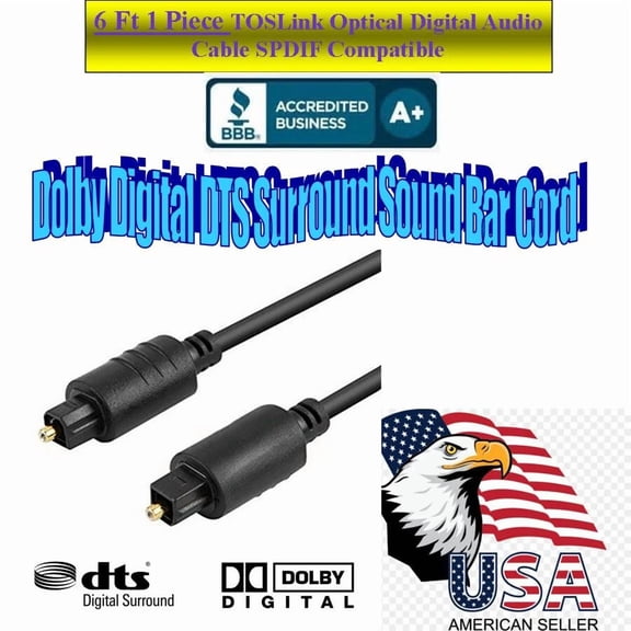STAR- Toslink Optical Digital Audio Cable Spdif Dolby Compatible 6Ft, Black