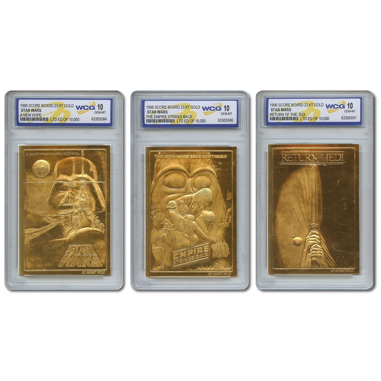 STAR WARS 1996 Set of 3 Genuine 23KT Gold Trading Cards, Vintage, Graded  Gem-Mint 10 - Walmart.com
