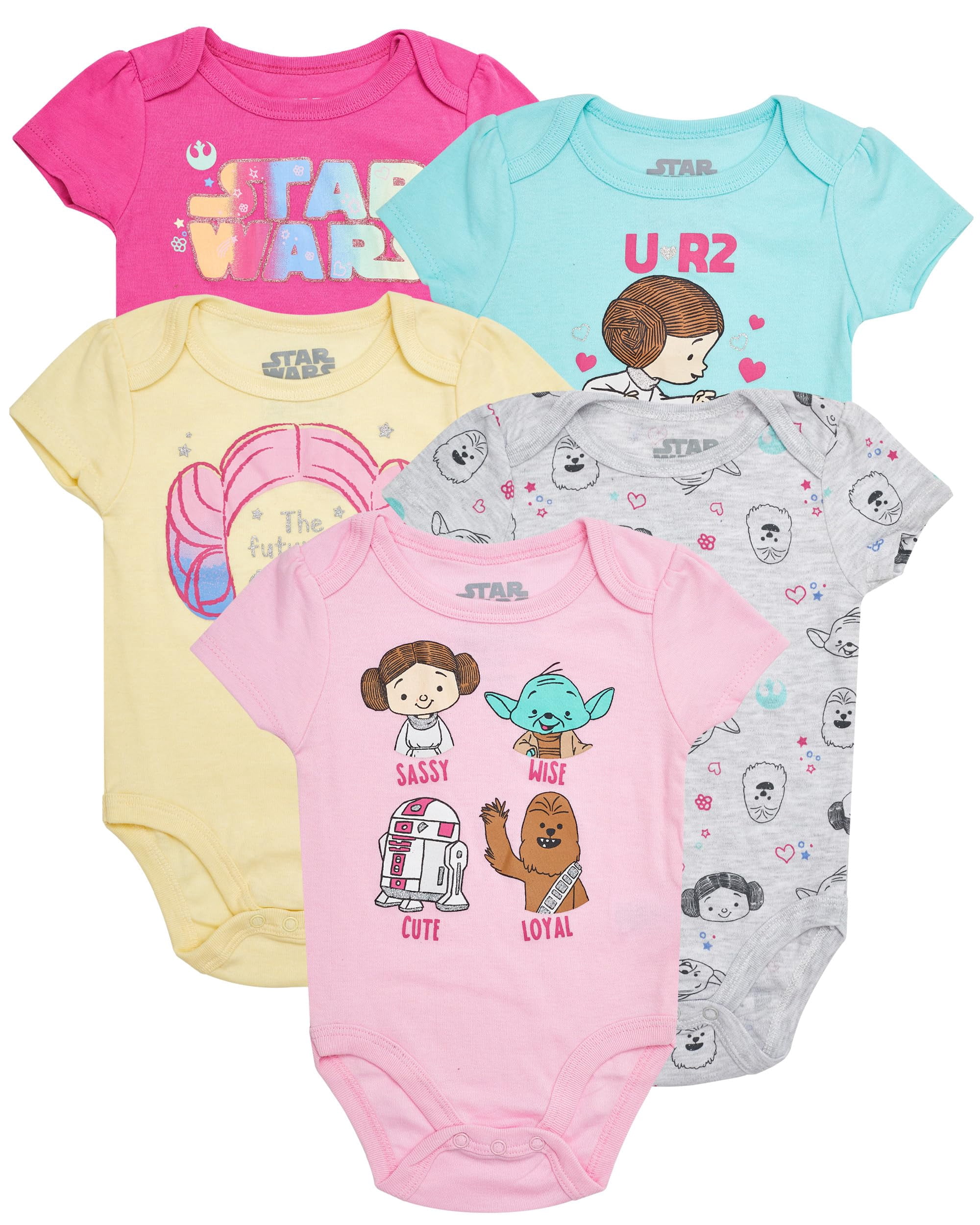 STAR WARS Baby Girls Bodysuits 5-Pack - Baby Girls' Bodysuits with ...