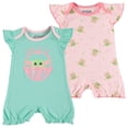 thumbnail image 1 of STAR WARS Baby Girls Ruffled Sleeve Shortie 2-Pack - Baby Yoda Baby Bodysuit 2-Pack - Newborn Girls Clothes Pink/Green, 0-3M, 1 of 3
