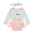 thumbnail image 1 of STAR WARS Baby Yoda Newborn Baby Girl Long Sleeve Bodysuit with Tutu and Headband Grey/Pink/Green, 18 Months, 1 of 6
