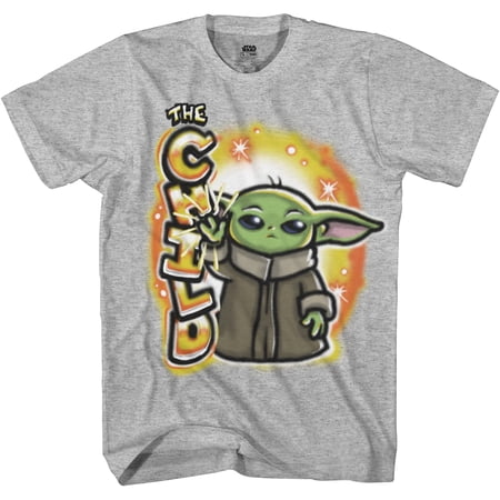 STAR WARS Boys Baby Yoda T-Shirt - Mandalorian The Child Boys Boys Short Sleeve T-Shirt- Air Brushed