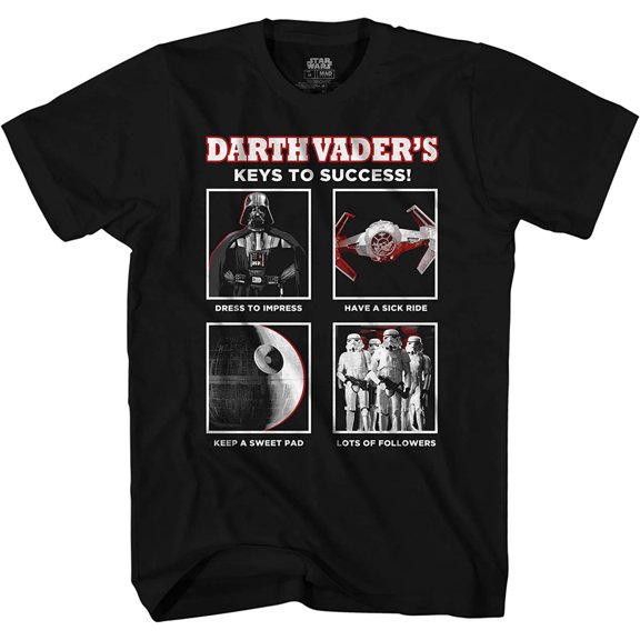 STAR WARS Darth Vader Keys to Success Funny Adult Tee Graphic T-Shirt for Men Tshirt (Black, 2X-Large, xx_l)