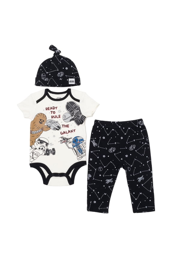 Darth Vader Millennium Falcon R2-D2 Bodysuit Pants and Hat 3 Piece Outfit Set Newborn to Infant