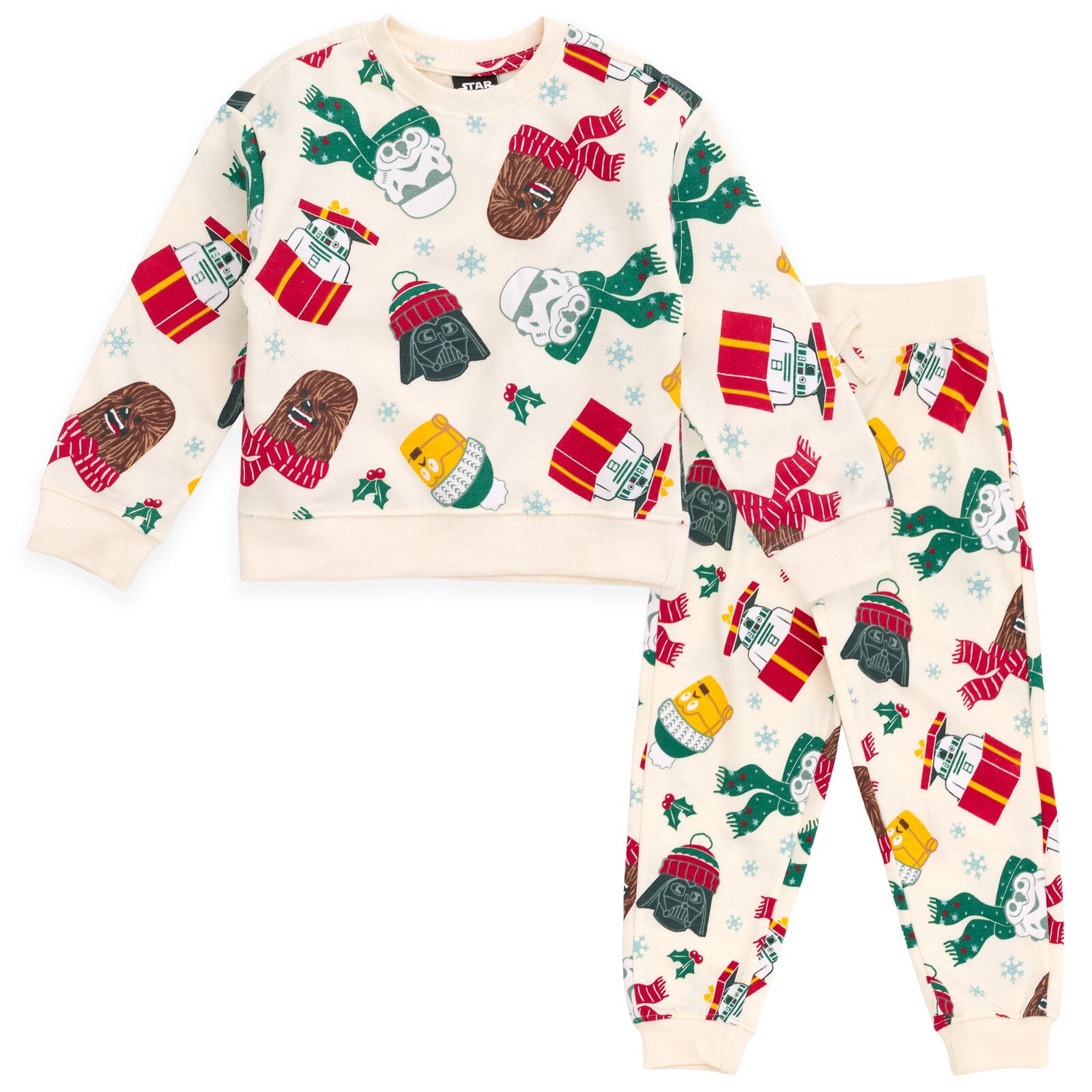 STAR WARS Darth Vader Stormtrooper R2-D2 Christmas Fleece Pullover Sweatshirt and Jogger Pants Outfit Set Toddler to Big Kid