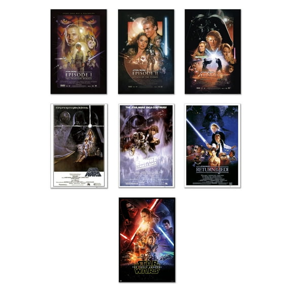 STAR WARS: EPISODE I-VII - 7 PIECE MOVIE POSTER SET (REGULARS 1) (24" X 36")