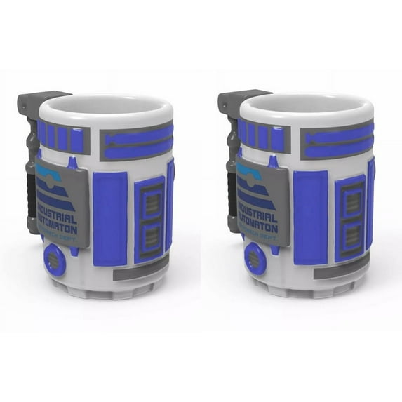 STAR WARS Galaxy's Edge R2-D2 Ceramic Sculpted Mug 14oz - SETx2