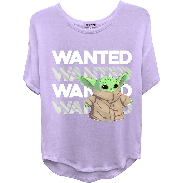 STAR WARS Ladies Yoda S Lo Purple Yoda T-Shirt, Hi Hem Baby - Graphic Shirt Curved