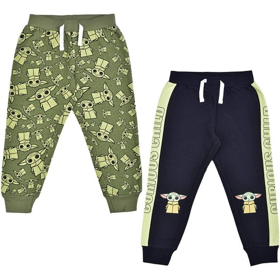 STAR WARS Lucasfilm Baby Yoda 2 Pack Jogger Pants Set for Boys, Printed Drawstring Waist Sweatpants