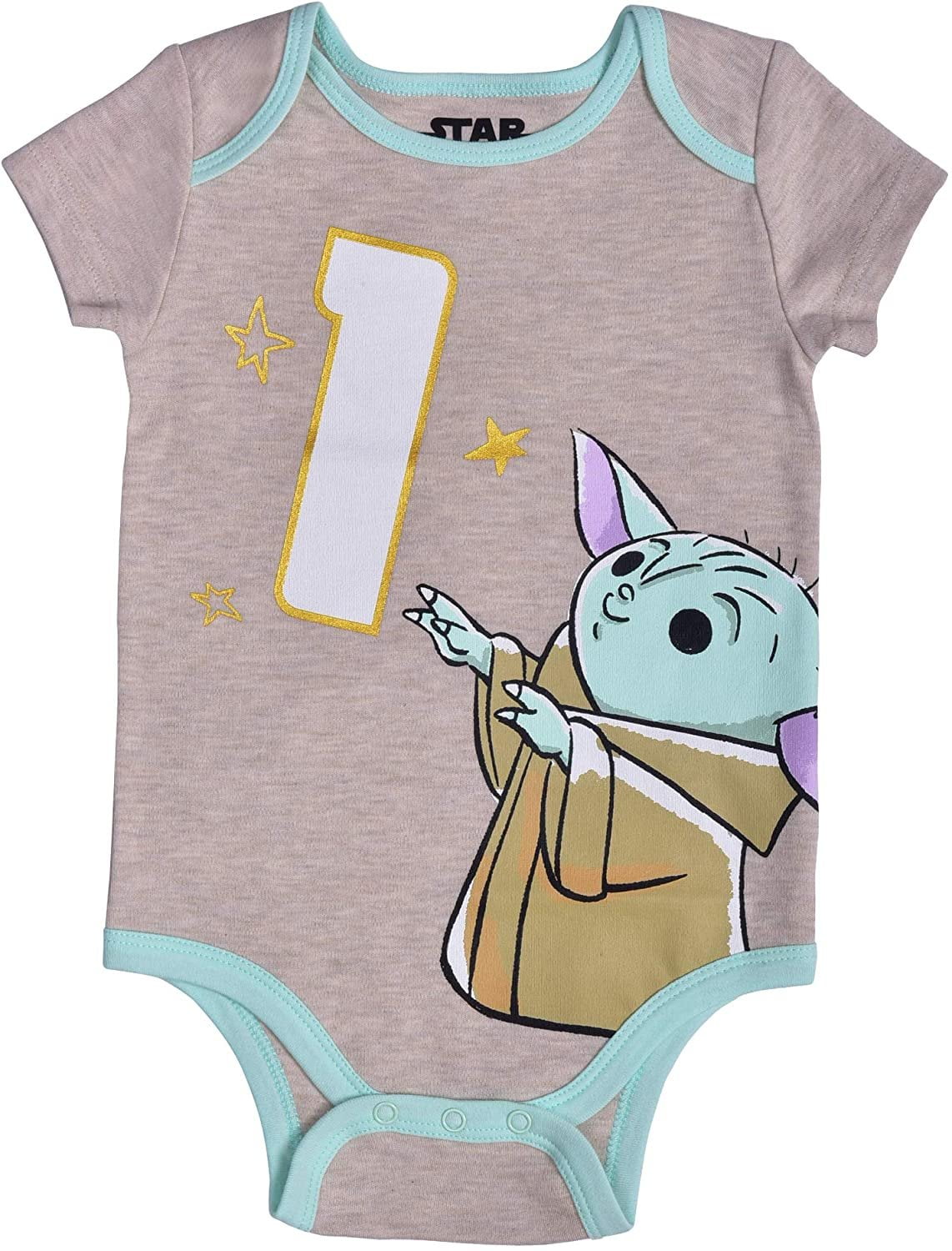 STAR WARS Lucasfilm Girl's Baby Yoda Short Sleeve 1st Birthday Bodysuit