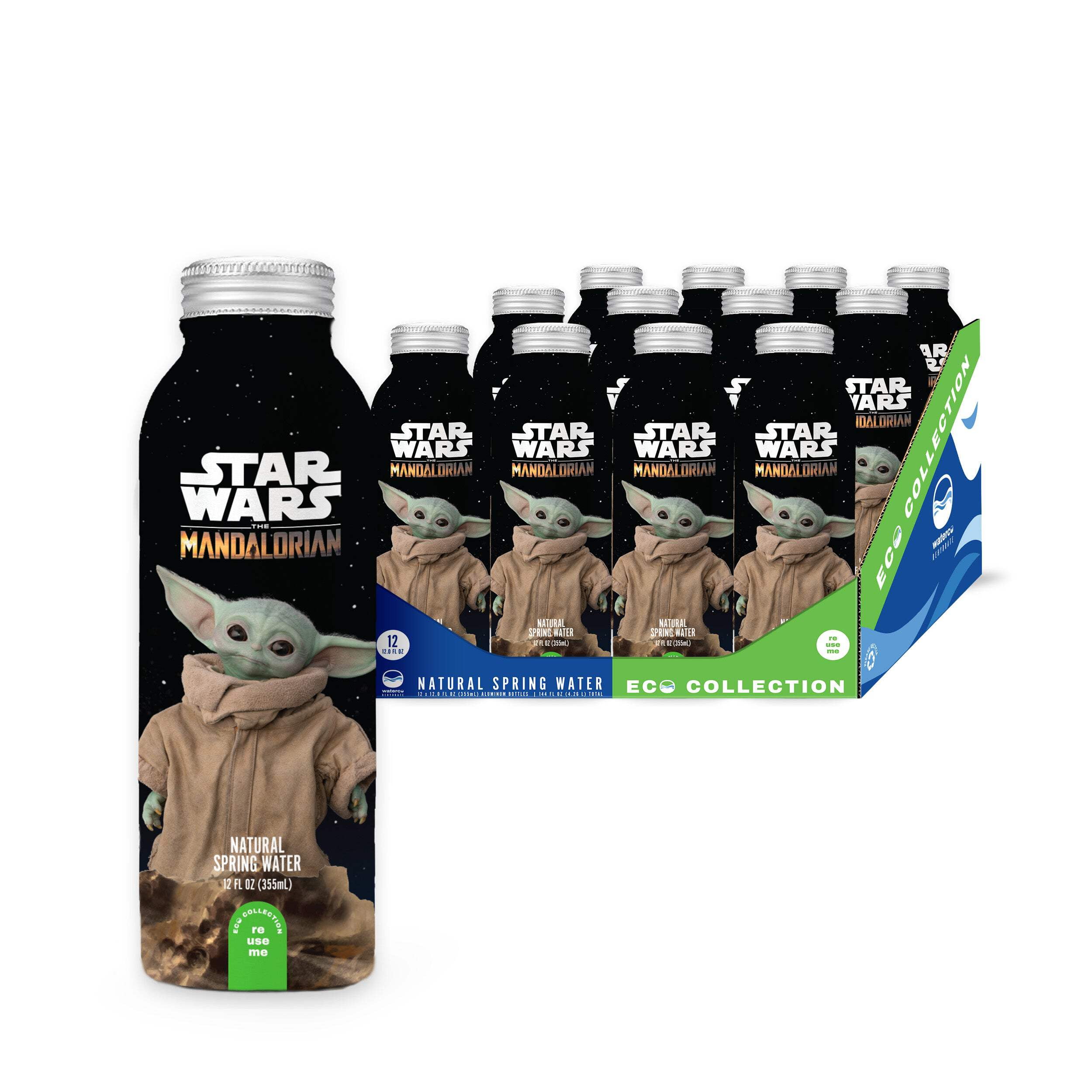 Star Wars Mandalorian Aluminum Water Bottle, Bottled Water, 12 x 12 oz