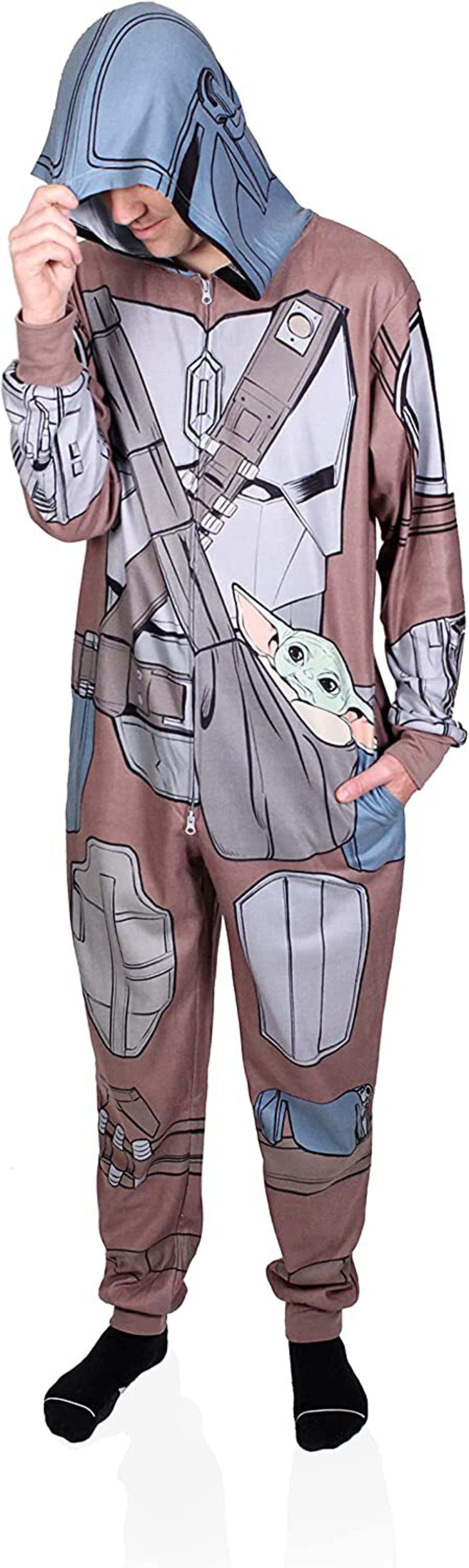 STAR WARS Mandalorian The Child Cosplay Baby Yoda Grogu Adult Men s One Piece Pajama Sleep Set ONesie for Men Onesie Union Suit Merch 2X 2XL XX Large XX Large Tan green Walmart