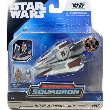 Star Wars Micro Galaxy Squadron Mace Windu's Jedi Starfighter - 5 inch Rare Edition Vehicle with Two 1 inch Micro Figure Accessories