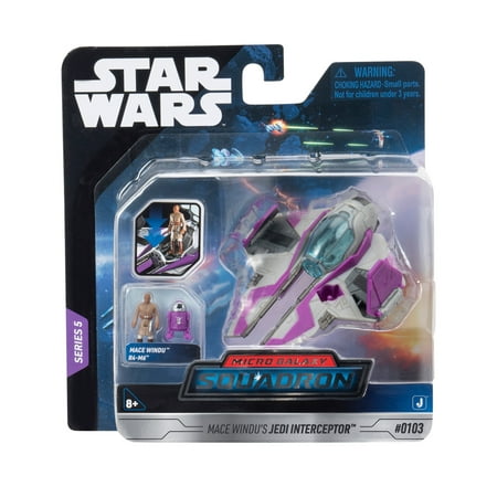 STAR WARS Micro Galaxy Squadron Mace Windu's Jedi Interceptor 3-inch Vehicle with Two 1-inch Micro Figures (Rare)