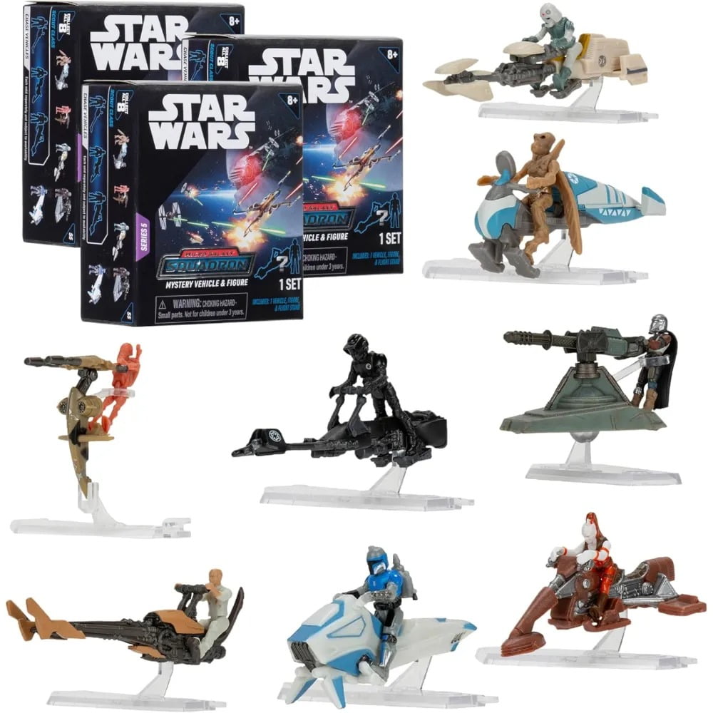 STAR WARS Micro Galaxy Squadron Speeder Mystery Box Set, 3Pk - Series 5 - Receive 3 of 5 Assorted Collectible Mini Vehicles & Figures - Great for Kids & Adults - Age 8+