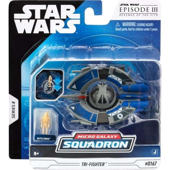 STAR WARS Micro Galaxy Squadron Tri-fighter w/Battle Droid - Series 8 - 3-Inch Vehicle with Two 1-Inch Micro Figure Accessories