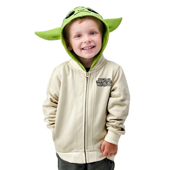 STAR WARS The Mandalorian Baby Yoda Sublimated Costume zip up Hoodie w/ Mask for Juvy Little Kids - 5/6