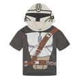 thumbnail image 1 of STAR WARS The Mandalorian Big Boys' Cosplay Hooded T-Shirt Grey, 1 of 3