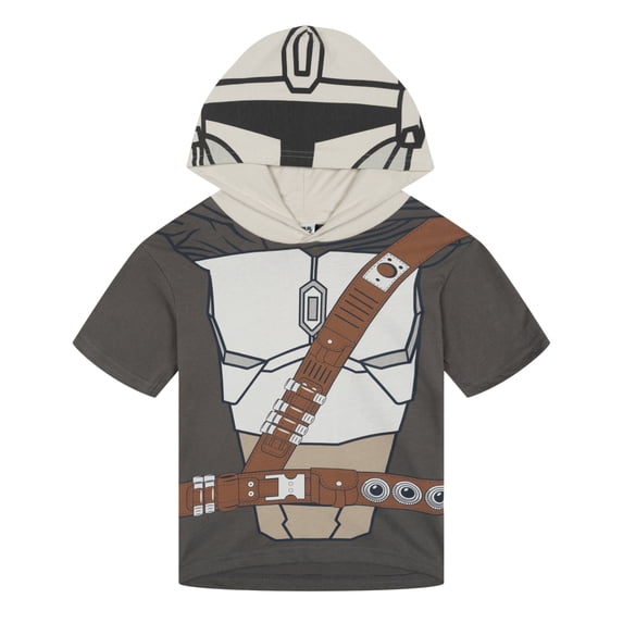 STAR WARS The Mandalorian Big Boys' Cosplay Hooded T-Shirt Grey