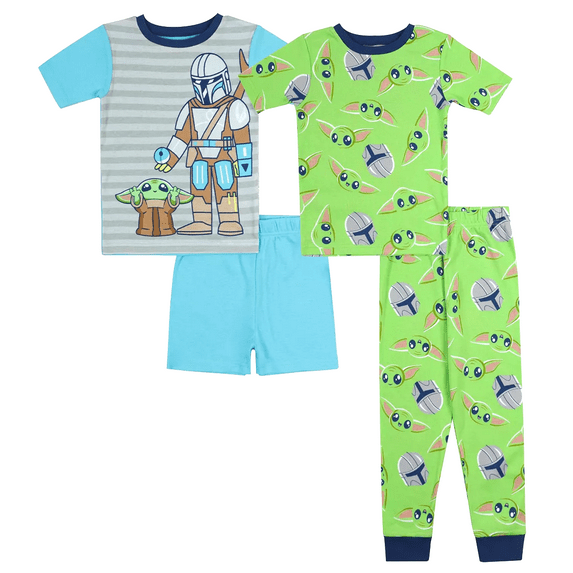 STAR WARS The Mandalorian Boys' 4-Piece Snug-fit Cotton Pajama Set, size 6