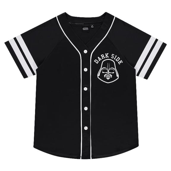 STAR WARS Women's Baseball Jersey, Button Down Printed Dark Side Star Wars Baseball Shirt Black - XL