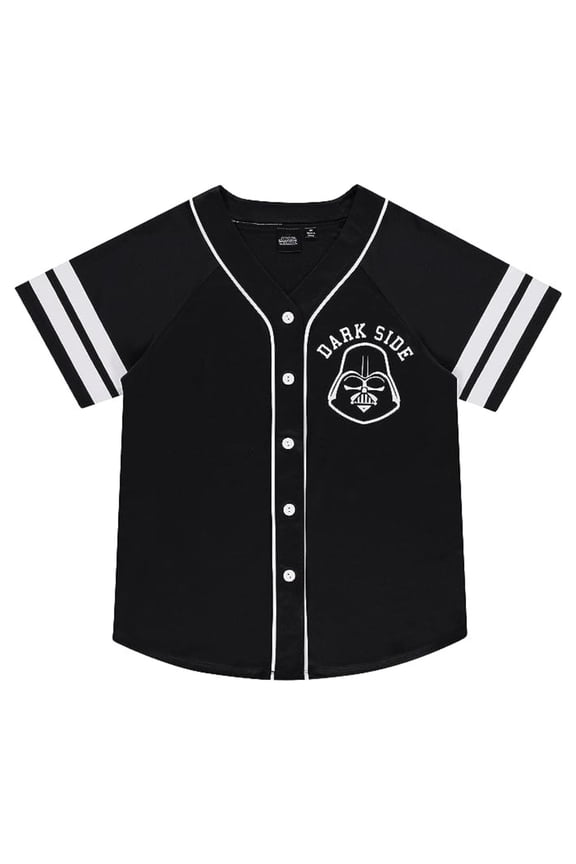 Women's Baseball Jersey, Button Down Printed Dark Side Star Wars Baseball Shirt Black - XL