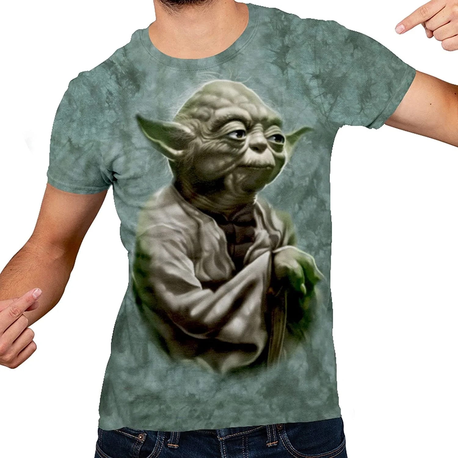 STAR WARS Yoda Wise One Tie Dye Tshirt for Men Adult Graphic Tee T-Shirt Men's Merch Merchandise Classic Vintage Stuff Teen Jedi Master Force (Jade Crystal Wash, Medium)