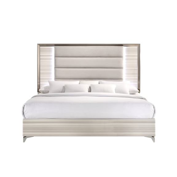 STAR WHITE KING BED WITH LED