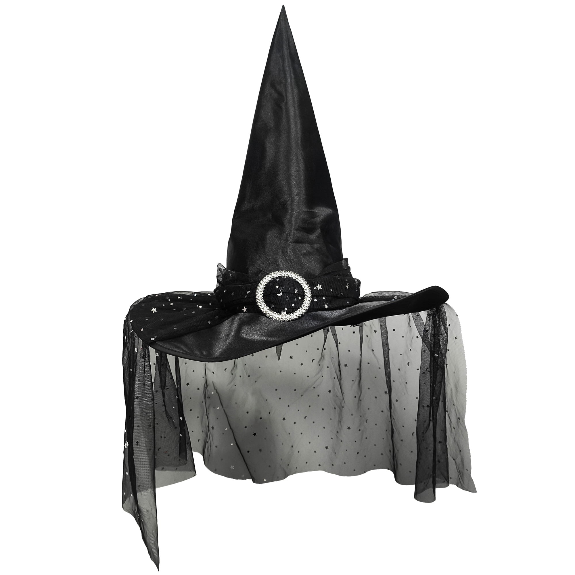Star Witch Hat Costume Accessory for Adults, Black and Silver, Halloween by Way To Celebrate