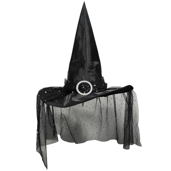 Star Witch Hat Costume Accessory for Adults, Black and Silver, Halloween by Way To Celebrate