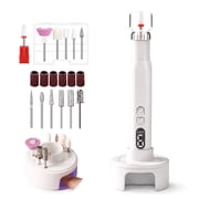 STARBIAO Electric Nail Drill Kit with Charging Base & Mini UV Nail Lamp, 18000 RPM Cordless Nail File, 6-Speed Rechargeable E-File with Digital Display, Bit Sto