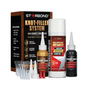 Starbond Knot Filler System, 2 oz Black Medium-Thick & 2 oz. Brown Medium-Thick CA Glue with 6 oz. Accelerator Spray for Woodworking, Furniture Repair
