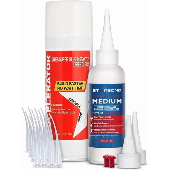 STARBOND Medium Clear CA Glue (4 oz.) with Accelerator (6 fl oz.)