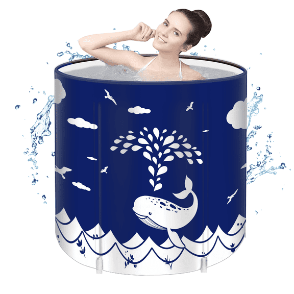 STARBRILLIANT Portable Foldable Bathtub, Collapsible Adult Travel Bath Tub for Camping, Home & Spa, Space-Saving Storage, Durable PVC Material