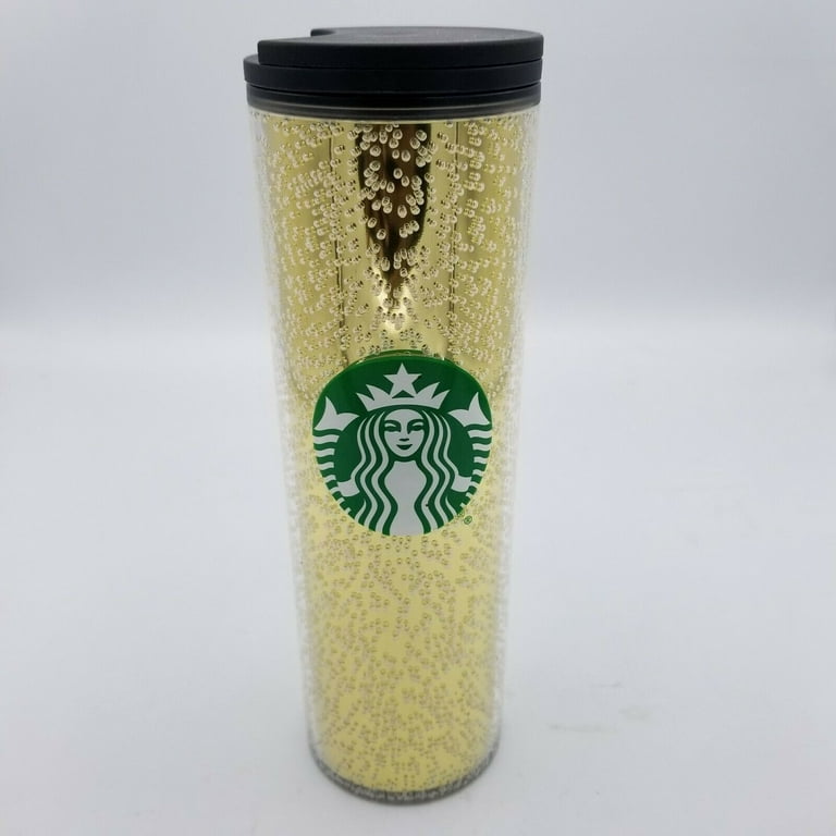 STARBUCKS 16 oz Gold Bubble Hot Cold Coffee Tumbler Travel Mug Cup