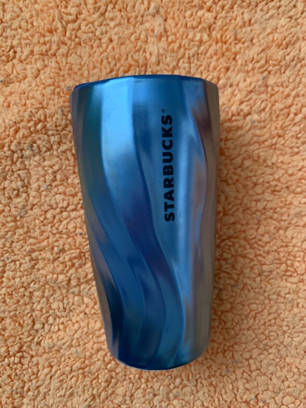 STARBUCKS Blue Teal Ceramic Mug Tumbler Cold Hot Coffee Cup with Lid, 12 oz  