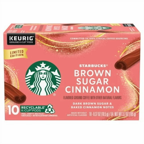 STARBUCKS Brown Sugar Cinnamon Ground Coffee K-Cup Pods 10 ct - Pack of 2