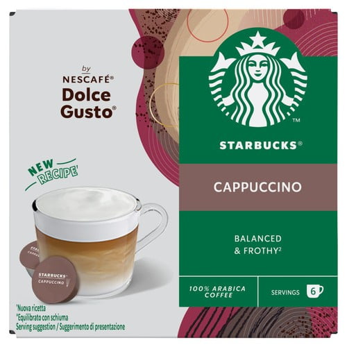 STARBUCKS Cappuccino Coffee Pods by NESCAFE Dolce Gusto, 12 pods per pack, British Import (Pack of 3)