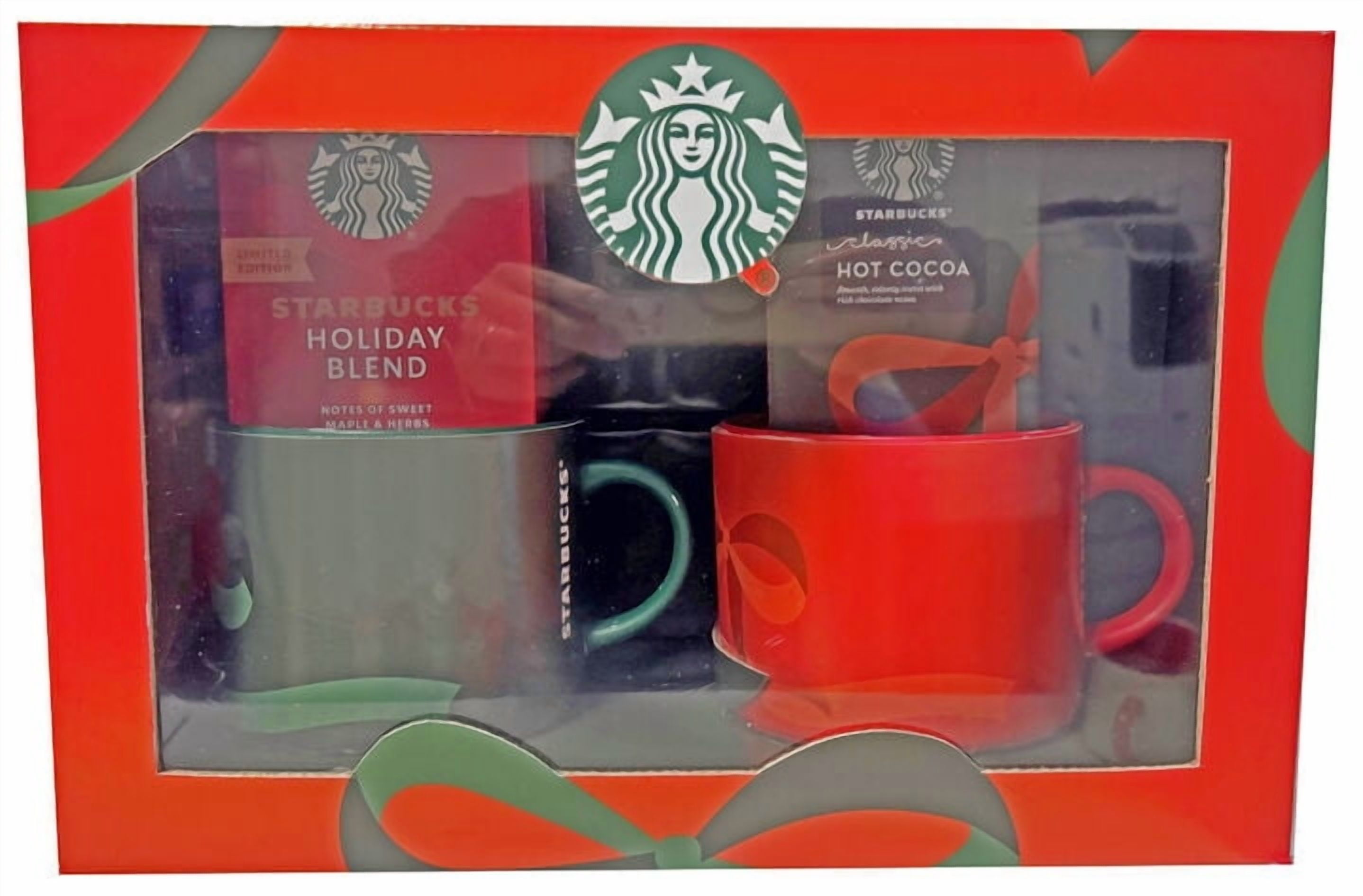 Starbucks Cocoa and Coffee Holiday Gift Set with 2 Ceramic Mugs