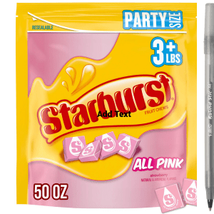 STARBURST All Pink Fruit Chews Chewy Candy Party Size with pen