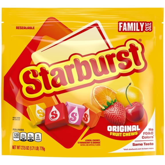 STARBURST Original Fruit Chews No FD&C Colors Candy, Family Size, 27.5 oz