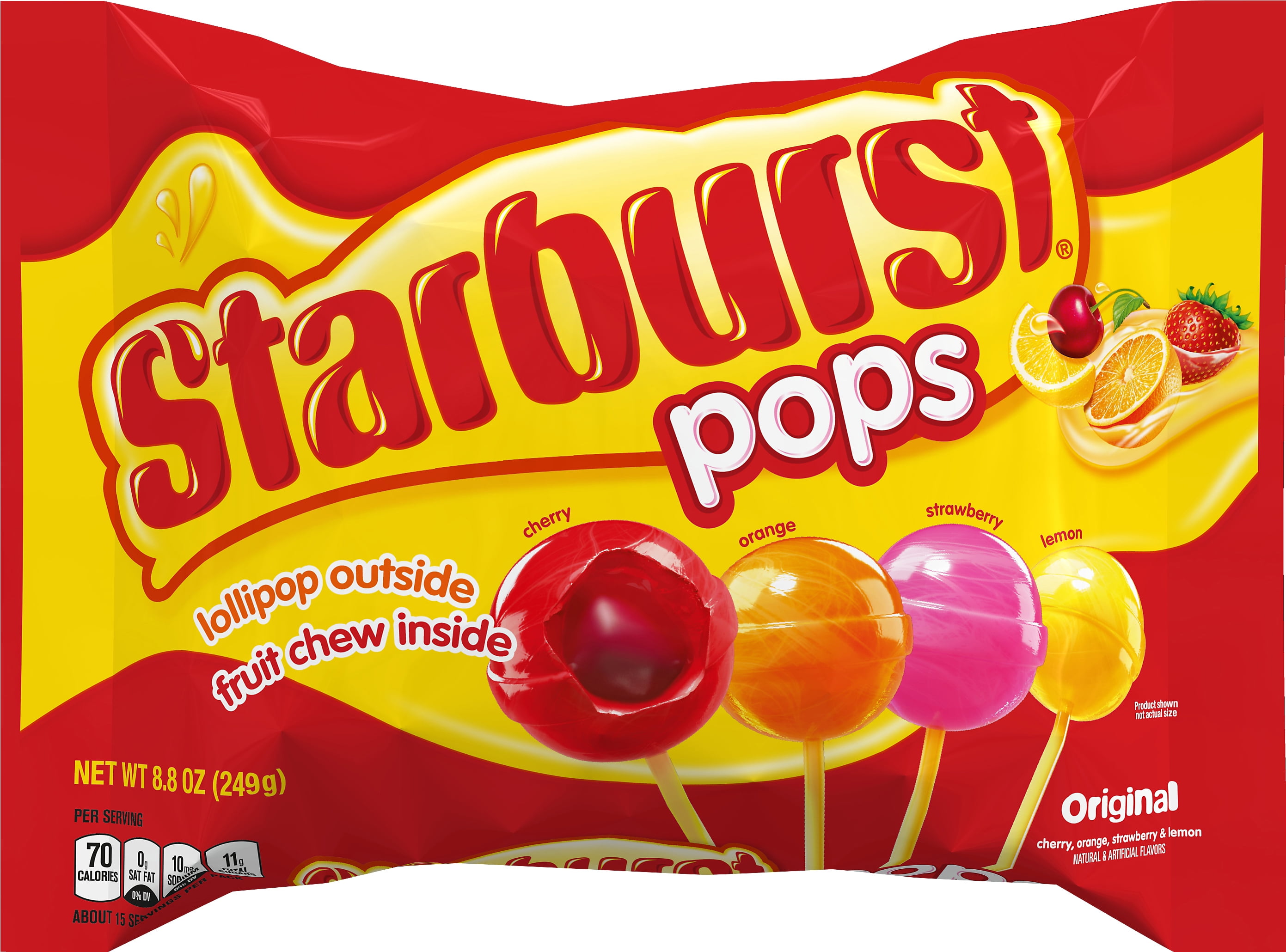 Starburst Pops 8.8 oz. Lay Down Bag Candy, Lollipop Outside Fruit Chew Inside