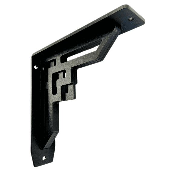 STARBY Heavy Duty Shelf Brackets (2 Pack) - Designer Metal Corbels for Mantels, Countertops and Decorative Shelving - 500# Capacity - Wrought Iron Black - 2 Pack (8" x 8" x 2")