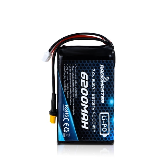 STARDRONE Radiomaster 6200mAh 2S 7.4V High-Capacity Rechargeable LiPo Battery with XT30/JST-XH Plug, Compatible Radiomaster TX16S/TX16S MK3/Boxer/TX15/TX15 MAX Radio Controllers (6200mAh Battery)